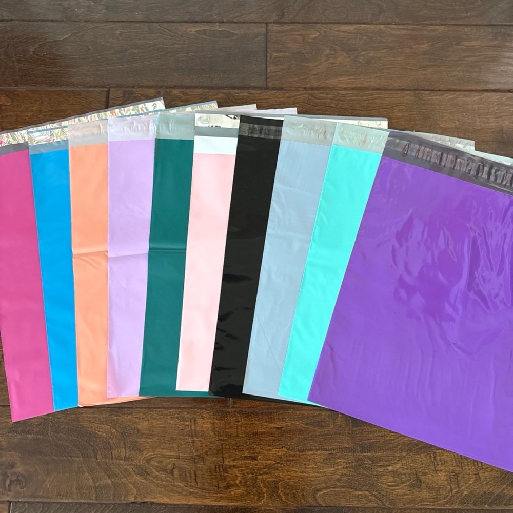 20 Pack - 12x15.5” Large Beautiful Mix of 10 Colors Poly Mailers
